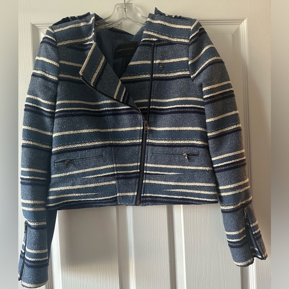 BCBG MaxAzria blue stripe Moto jacket - Picture 6 of 9